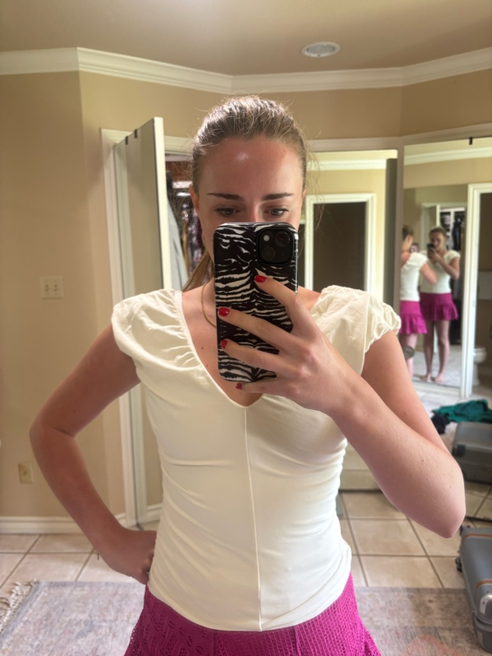 J. Crew Cream Short Sleeve V-Neck Tee